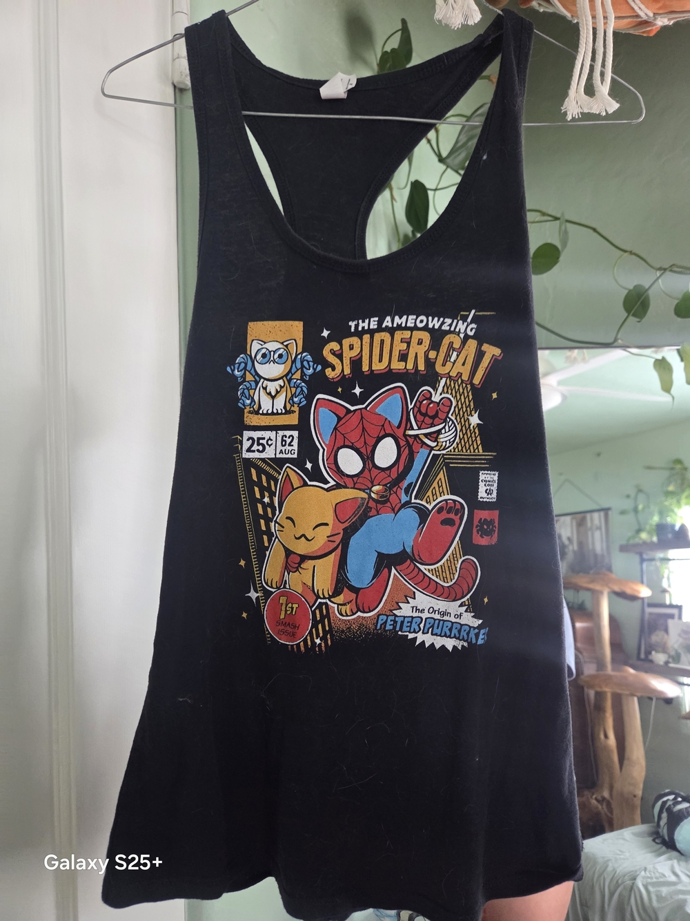 The Ameowzing Spider-Cat Tank Top Black Racerback M